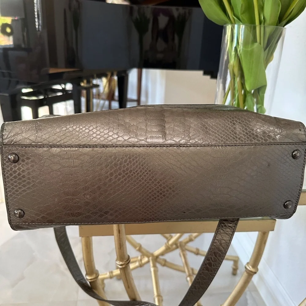 Michael Kors Faux Snakeskin Embossed Metallic Satchel